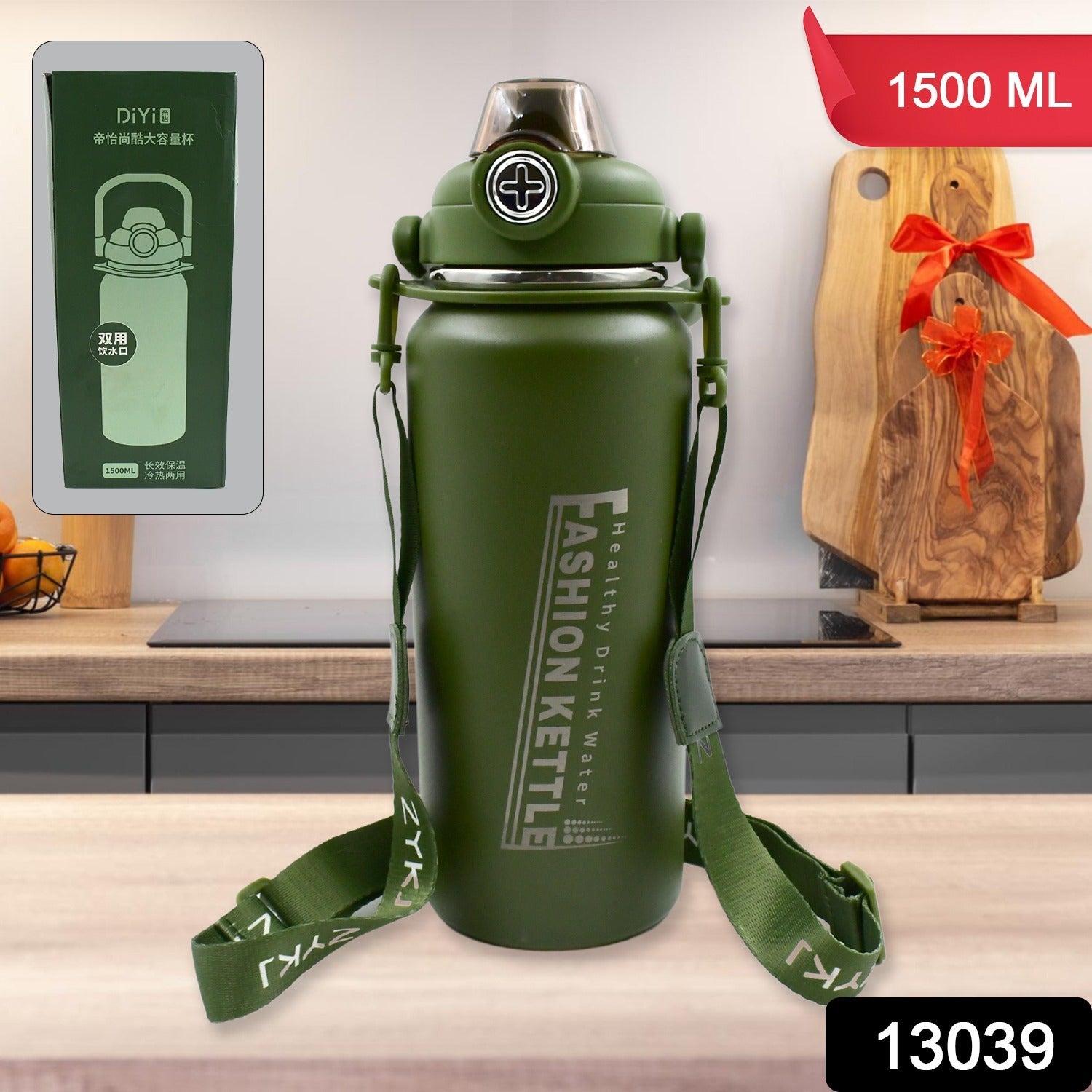13039 Stainless Steel Water Bottle with Straw, Strap & Handle Vacuum Insulated Thermos Flask Double-Walled Coffee Thermos Flask Leak-proof Water Bottle for Sports, Fitness, Gym (1500ML) 13039 Stainless Steel Water Bottle with Straw, Strap & Handle Vacuum Insulated Thermos Flask Double-Walled Coffee Thermos Flask Leak-proof Water Bottle for Sports, Fitness, Gym (1500ML)